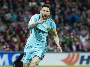 ليونيل ميسي بعد تسجيل هدف السبق في بلباو