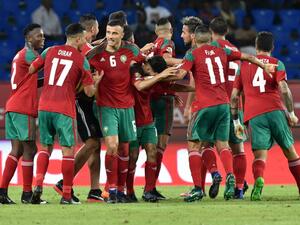فرحة لاعبي المغرب بالهدف التأهيلي