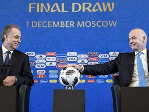 FIFA president Gianni Infantino (R) and Russian deputy prime minister Vitaly Mutko give a press conference prior to the Final Draw for the 2018 FIFA World Cup football tournament in Moscow on December 01, 2017.
Alexander NEMENOV / AFP