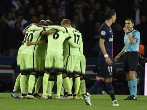 لاعبو سيتي يحتفلون خلال المباراة