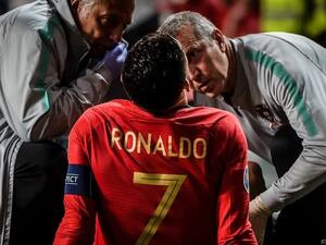إصابة رونالدو خلال مباراة البرتغال وصربيا