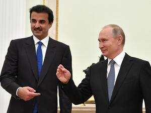 Emir of Qatar Sheikh Tamim bin Hamad Al-Thani (L) speaks with Russian President Vladimir Putin during their meeting at the Kremlin in Moscow on July 15, 2018.
Yuri KADOBNOV / POOL / AFP