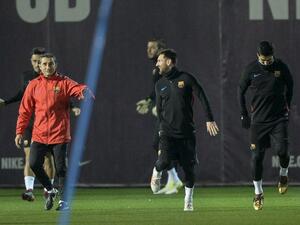 ميسي وفالفيردي خلال التدريبات في صورة أرشيفية