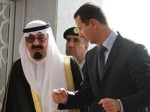 الرئيس السوري بشار الاسد والعاهل السعودي الملك عبد الله بن عبد العزيز في دمشق يوم 29 تموز / يوليو.