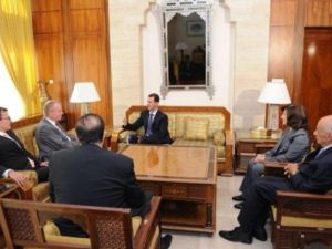 الرئيس السوري  مستقبلا رئيس لجنة الشؤون الخارجية في البرلمان الالماني روبرخت بولينتس في دمشق 