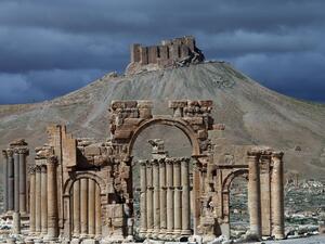 According to Britian-based Syrian Observatory for Human Rights, the Syrian air force on Monday conducted airstrikes against a number of targets in Daesh-held UNESCO World Heritage site Palmyra.  (AFP/Joseph Eid)