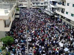 جانب من المسيرات المناهضة للرئيس الأسد