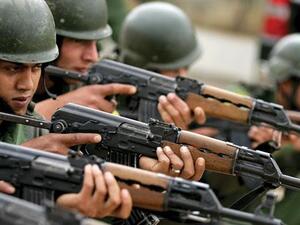 Palestinian security forces train in a military exercise (AFP/FILE)