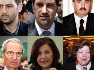 رستم غزالة، رامي مخلوف، ماهر الاسد،نجاح العطار،بثينة شعبان وفاروق الشرع/أ.ف.ب