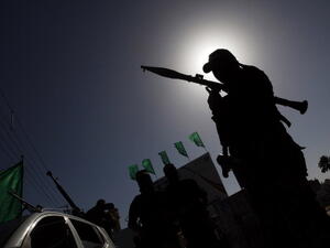 A Palestinian militant of the Ezzedine al-Qassam brigade. [MOHAMMED ABED/AFP/Getty Images]