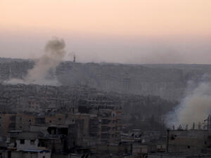 تفخيخ مبنى وتفجيره على خطوط التماس في حي صلاح الدين وسط مدينة حلب