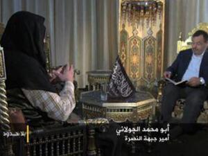 "أمير" جبهة النصرة ابو محمد الجولاني وأحمد منصور مقدم برنامج بلا حدود على فضائية "الجزيرة"