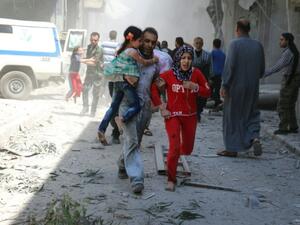 Regime aircraft pounded rebel areas of Syria's second city Aleppo in another day of bloodshed. (AFP/Ameer Alhalbi)