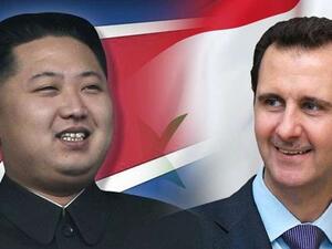 الأسد يهدي الورد لكوريا الشمالية 