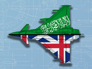 A Eurofighter Typhoon jet, the commonly traded military commodity between Saudi and the U.K. (Rami Khoury/Al Bawaba)