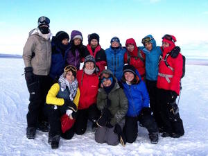 The 11-member Euro-Arabian Polar Expedition on top of the world at the North Pole 