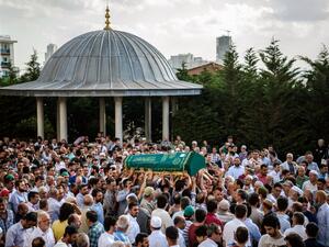 People carry the coffin of Mohammad Eymen Demirci on June 29, 2016 in Istanbul during his funeral a day after a suicide bombing and gun attack targeted Istanbul's Ataturk airport, killing 42 people. (AFP/Ozan Kose)