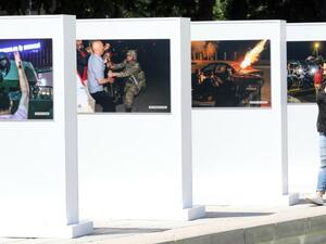 The billboards were put up to mark the anniversary of the failed coup (AFP)