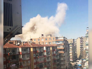 A plume of smoke could be seen in Diyarbakir following the blast. (Twitter)