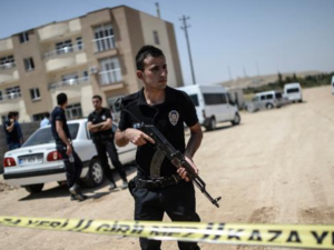 Turkish police patrol near the Syrian border. (AFP/File)