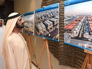 Shaikh Mohammad Bin Rashid Al Maktoum, Vice-President and Prime Minister of the UAE and Ruler of Dubai, overlooks plans for a $30B Wholesale City in Dubai. (File photo)
