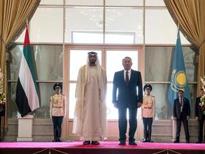 Sheikh Mohammed bin Zayed, Crown Prince of Abu Dhabi (L) and Nursultan Nazarbayev, President of Kazakhstan (R) in Astana during an official state visit in July 2018 /AFP