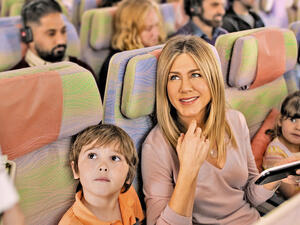 "Who needs laptops anyway?" asks the ad campaign, highlighting the airline's in-flight entertainment. (Emirates)