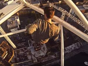 25-year-old British daredevil, James Kingston, climbs Dubai tower. (Screengrab) 