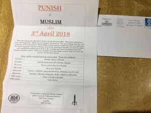 The horrifying letters, incite violence against Muslims, have been reported to police. (Twitter)