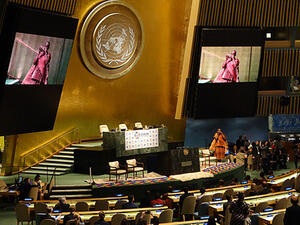 Saving the oceans: Participants in the Fijian Traditional Welcome Kava Ceremony open the Ocean Conference on June 5 at the United Nations in New York. (AFP/Don Emmert)