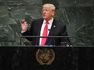 US President Donald Trump speaks during the General Debate of the 73rd session of the General Assembly at the United Nations in New York September 25, 2018.  (TIMOTHY A. CLARY / AFP)