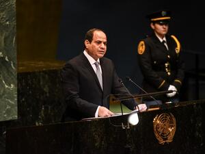 Egyptian President Abdel Fattah al-Sisi delivers a speech to the United Nations General Assembly on September 25, 2018 in New York City. (Stephanie Keith/Getty Images/AFP) Egyptian President Abdel Fattah al-Sisi delivers a speech to the United Nations General Assembly on September 25, 2018 in New York City. (Stephanie Keith/Getty Images/AFP)
