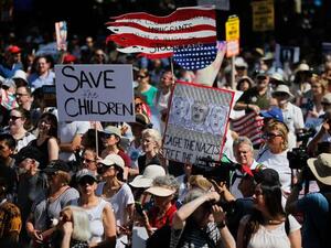 Demonstrators march against the separation of immigrant families, on June 30, 2018 in New York. (AFP/ File)