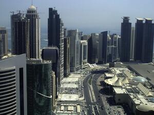A view of skyscraper Doha. Despite the year-old blockade Qatar is in an upbeat mood (AFP File Photo)