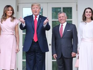 President Donald Trump and first lady Melania Trump welcome Jordan's King Abdullah and Queen Rania at the White House. (AFP/ File)