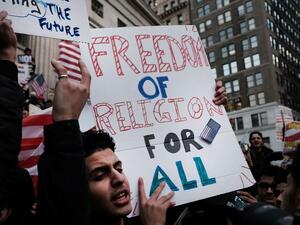 New Yorkers turn out for Yemeni rally against Trump's immigration ban. (AFP/File)