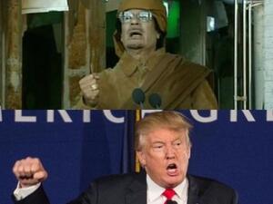 Separated at birth? American President Trump and former Libyan dictator Gaddafi (Facebook)