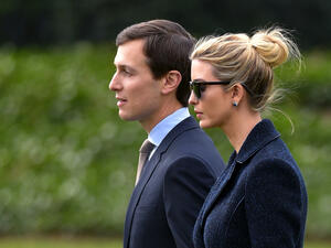 This file photo taken on March 3, 2017 shows Senior Advisor to the President, Jared Kushner (L), walking with his wife Ivanka Trump to board Marine One at the White House in Washington, DC. (AFP/Mandel Ngan)