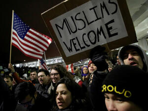 Trump's controversial travel ban has been dubbed a "Muslim ban" by some (file photo)