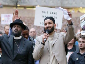 Imam Omar Suleiman (right) compared Trump's travel ban on several Middle Eastern countries to the denial of entry to Jewish refugees fleeing the Holocaust. (Facebook)