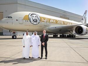 Sheikh Theyab was joined by H.E. Mohamed Mubarak Fadhel Al Mazrouei, Chairman of Etihad Aviation Group, and Tony Douglas, Group Chief Executive Officer, Etihad Aviation Group, as well as members of the Etihad senior leadership team.
