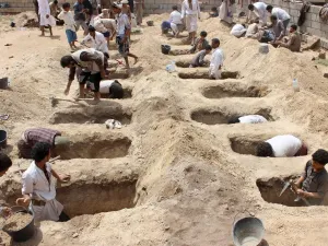 Graves for children are dug in Saada, Yemen (AFP/FILE)