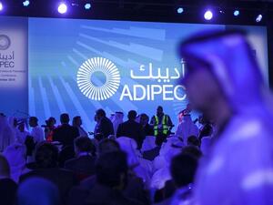 In attendance at the 20th edition of Adipec are oil and gas executives from around the world, including the heads of Total, BP, and others. (Nezar Balout/ AFP)