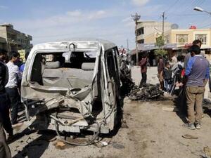 موقع تفجير في بغداد يوم 23 مارس اذار 2015
