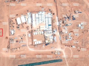 An image from Twitter which reportedly shows the US base in Syria. This image is not verified. (Twitter: @aldin_ww)