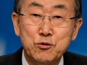Ban Ki-Moon gives a press conference on Syria in Montreux on January 22, 2014. (AFP/File)