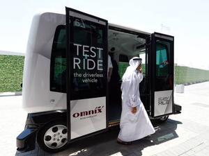 A driverless vehicle can be seen on trial during a public transport congress in Dubai in 2016. (Photo: Gulf News) A driverless vehicle can be seen on trial during a public transport congress in Dubai in 2016. (Photo: Gulf News)