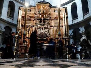 The tomb where Jesus is said to have been buried before his resurrection in Jerusalem's Church of the Holy Sepulchre (AFP/File Photo)