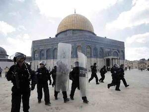 Israeli security forces descend on the Al Aqsa compound in Jerusalem's Old City. (AFP/File)