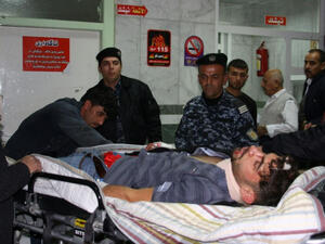 An injured person being treated in Sulaimaniyah Hospital in Iraq after the earthquake (AFP)